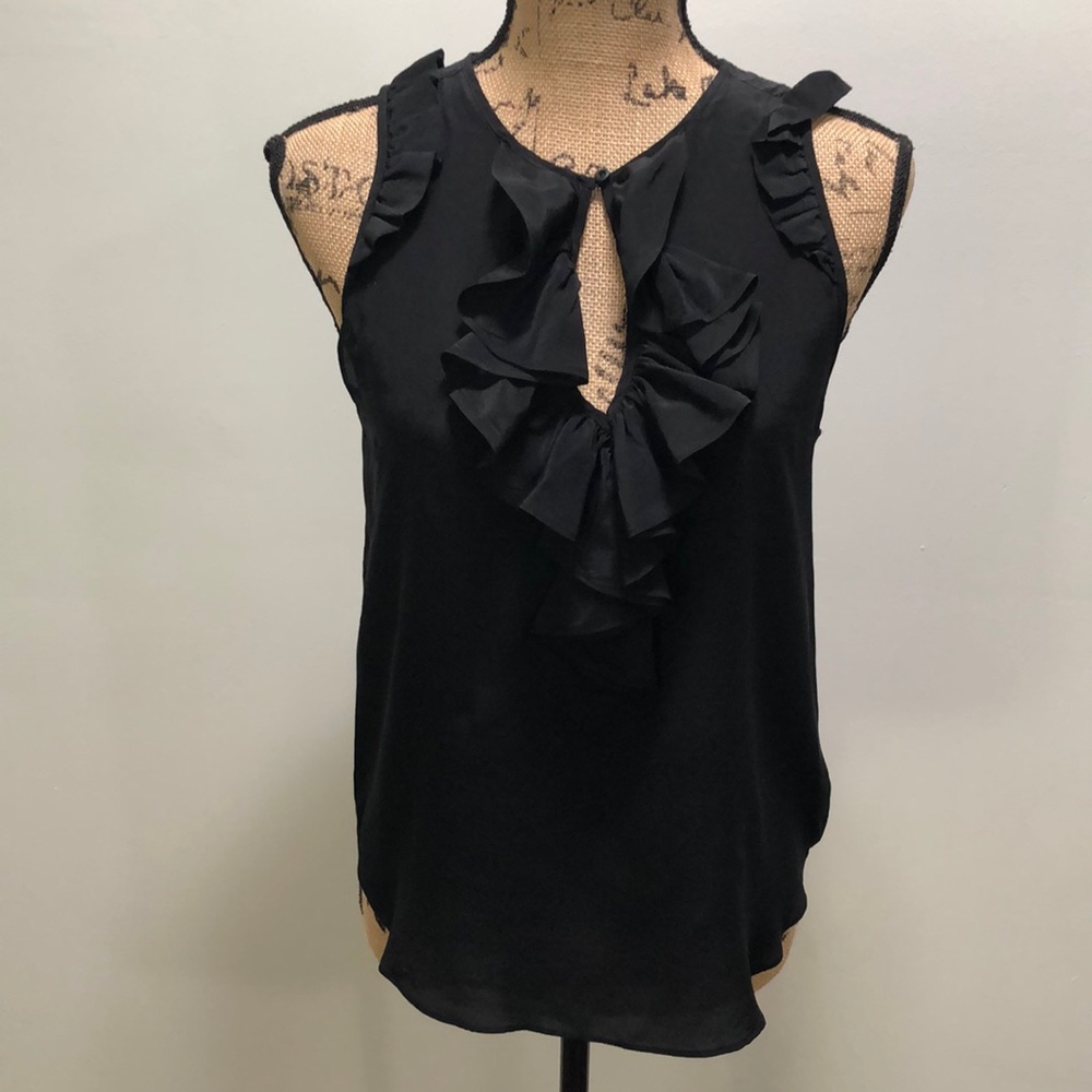 {Maeve} Ruffled Keyhole Silk Tank - Picture 2 of 10